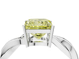 White gold Fancy Yellow Princess  Solitaire Twisted Pave Diamond Ring with Four-Prong Setting_16