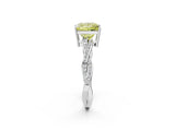 White gold Fancy Yellow Princess  Solitaire Twisted Pave Diamond Ring with Four-Prong Setting_166