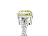 White gold Fancy Yellow Princess  Solitaire Twisted Pave Diamond Ring with Four-Prong Setting_17