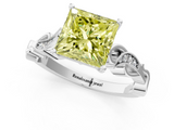 White gold Fancy Yellow Princess  Solitaire Vine Band with Milgrain Prong Setting_4