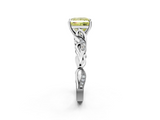White gold Fancy Yellow Princess  Solitaire Vine Band with Milgrain Prong Setting_5