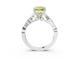 White gold Fancy Yellow Princess  Solitaire Vine Band with Milgrain Prong Setting_6