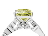 White gold Fancy Yellow Princess  Solitaire Vine Band with Milgrain Prong Setting_7