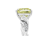 White gold Fancy Yellow Princess  Solitaire Vine Band with Milgrain Prong Setting_8