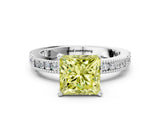 White gold Fancy Yellow Princess  Solitaire with Pavé Band and Four-Prong Setting_29
