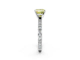 White gold Fancy Yellow Princess  Solitaire with Pavé Band and Four-Prong Setting_31