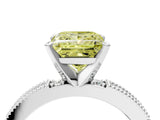 White gold Fancy Yellow Princess  Solitaire with Pavé Band and Four-Prong Setting_33