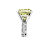 White gold Fancy Yellow Princess  Solitaire with Pavé Band and Four-Prong Setting_34
