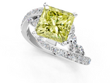 White gold Fancy Yellow Princess  Solitaire with Pavé Twist Band and Four-Prong Setting_1