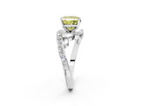 White gold Fancy Yellow Princess  Solitaire with Pavé Twist Band and Four-Prong Setting_2
