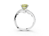 White gold Fancy Yellow Princess  Solitaire with Pavé Twist Band and Four-Prong Setting_3