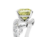 White gold Fancy Yellow Princess  Solitaire with Pavé Twist Band and Four-Prong Setting_5