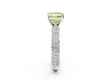 White gold Fancy Yellow Princess  Solitaire with Pave Band and Four-Prong Setting_5