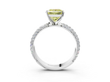 White gold Fancy Yellow Princess  Solitaire with Pave Band and Four-Prong Setting_6