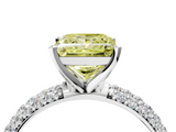 White gold Fancy Yellow Princess  Solitaire with Pave Band and Four-Prong Setting_7