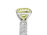 White gold Fancy Yellow Princess  Solitaire with Pave Band and Four-Prong Setting_8