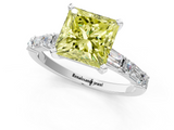 White gold Fancy Yellow Princess  Solitaire with Side Baguettes and Channel Set Band_1