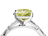 White gold Fancy Yellow Princess  Solitaire with Side Baguettes and Channel Set Band_4