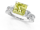 White gold Fancy Yellow Princess  Three-Stone Diamond Ring with Pavé Split Shank and Four-Prong Setting_1