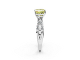 White gold Fancy Yellow Princess  Three-Stone Diamond Ring with Pavé Split Shank and Four-Prong Setting_2