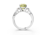 White gold Fancy Yellow Princess  Three-Stone Diamond Ring with Pavé Split Shank and Four-Prong Setting_3