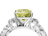 White gold Fancy Yellow Princess  Three-Stone Diamond Ring with Pavé Split Shank and Four-Prong Setting_4