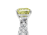 White gold Fancy Yellow Princess  Three-Stone Diamond Ring with Pavé Split Shank and Four-Prong Setting_5