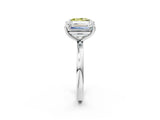 White gold Fancy Yellow Princess  and Emerald Cut Toi Moi Ring with Prong Setting_31