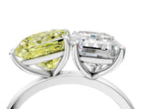 White gold Fancy Yellow Princess  and Emerald Cut Toi Moi Ring with Prong Setting_33