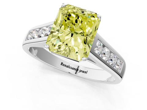 White gold Fancy Yellow Radiant  Brilliant Channel-Set Solitaire Ring with Four-Prong Setting_21