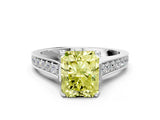 White gold Fancy Yellow Radiant  Brilliant Cut Diamond Engagement Ring with Pavé Band and Four-Prong Setting_49