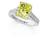 White gold Fancy Yellow Radiant  Brilliant Cut Diamond Engagement Ring with Pavé Band and Four-Prong Setting_50