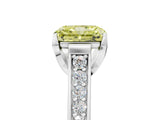 White gold Fancy Yellow Radiant  Brilliant Cut Diamond Engagement Ring with Pavé Band and Four-Prong Setting_54