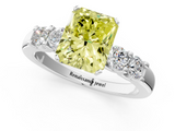 White gold Fancy Yellow Radiant  Brilliant Cut Diamond Five-Stone Prong Set Engagement Ring with Channel Band_4