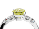 White gold Fancy Yellow Radiant  Brilliant Cut Diamond Five-Stone Prong Set Engagement Ring with Channel Band_7