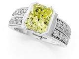 White gold Fancy Yellow Radiant  Brilliant Diamond Channel Set Wide Band Ring with Bezel Setting_21