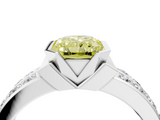 White gold Fancy Yellow Radiant  Brilliant Diamond Channel Set Wide Band Ring with Bezel Setting_24