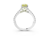 White gold Fancy Yellow Radiant  Brilliant Diamond Solitaire with Pavé Band and Four-Prong Setting 3