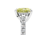 White gold Fancy Yellow Radiant  Brilliant Diamond Solitaire with Pavé Band and Four-Prong Setting 5