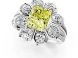 White gold Fancy Yellow Radiant  Brilliant Flower Halo Diamond Split Shank Ring_40
