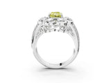 White gold Fancy Yellow Radiant  Brilliant Flower Halo Diamond Split Shank Ring_42