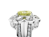 White gold Fancy Yellow Radiant  Brilliant Flower Halo Diamond Split Shank Ring_44
