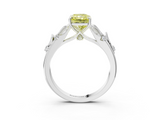 White gold Fancy Yellow Radiant  Brilliant Solitaire with Leaf Motif Band and Four-Prong Setting_65