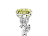 White gold Fancy Yellow Radiant  Brilliant Solitaire with Leaf Motif Band and Four-Prong Setting_66