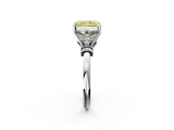 White gold Fancy Yellow Radiant  Brilliant Solitaire with Pave Band and Four-Prong Setting_22