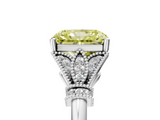 White gold Fancy Yellow Radiant  Brilliant Solitaire with Pave Band and Four-Prong Setting_25
