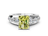 White gold Fancy Yellow Radiant  Brilliant Solitaire with Side Stones on a Pave Band and Four-Prong Setting_30