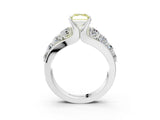 White gold Fancy Yellow Radiant  Brilliant Solitaire with Side Stones on a Pave Band and Four-Prong Setting_33