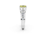 White gold Fancy Yellow Radiant  Brilliant Solitaire with Side Stones on a Pave Band and Four-Prong Setting_63
