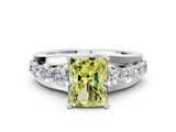 White gold Fancy Yellow Radiant  Brilliant Solitaire with Side Stones on a Pave Band and Four-Prong Setting_72